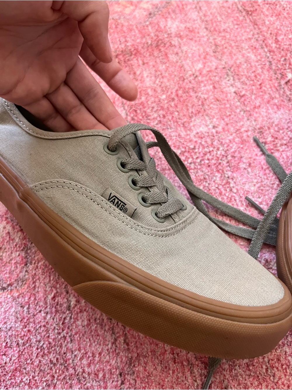 Vans women’s  Classic Lace-Up  Canvas Shoe in Olive with Gum Sole